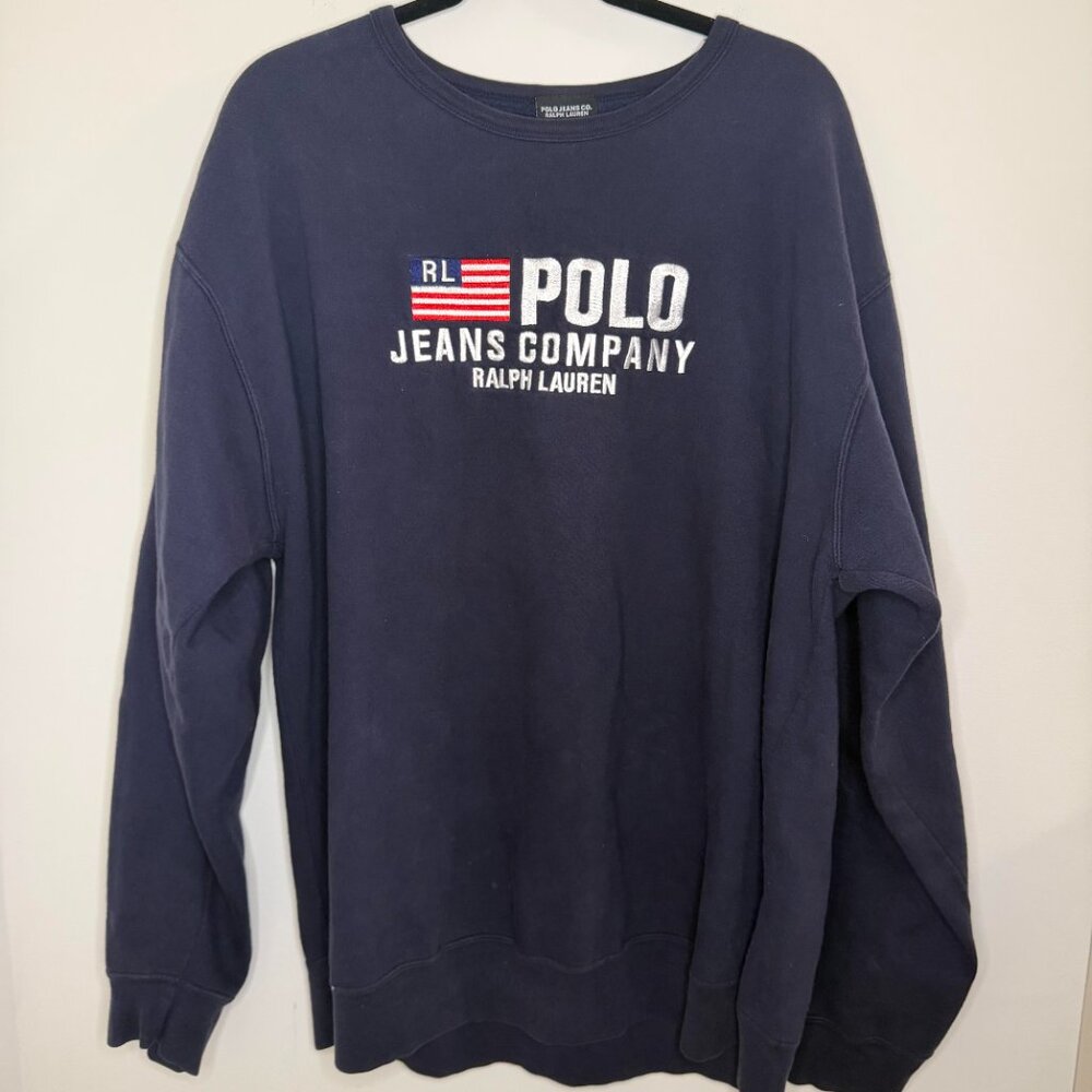 Ralph Lauren Polo Jeans Co Embroidered Sweatshirt Vintage Streetwear - XL